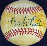 Babe Ruth Single-Signed OAL (Harridge) Baseball (JSA)