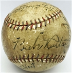 1927 Yankees Team Signed Gane Used OAL Baseball Versys 1926 WS Foe St. Louis Cardinals! (JSA)