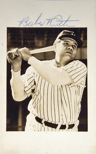 Babe Ruth Signed 3" x 5.5" New York Yankees Photograph (JSA)