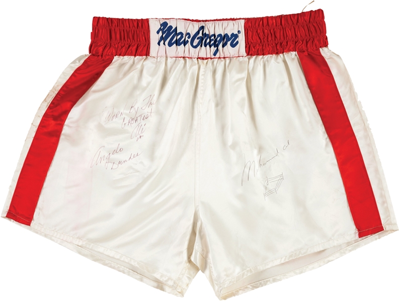 1980s Muhammad Ali Personally Worn & Signed Training Trunks from Angelo Dundee Collection (JSA COA & PSA/DNA Pre-Certified)