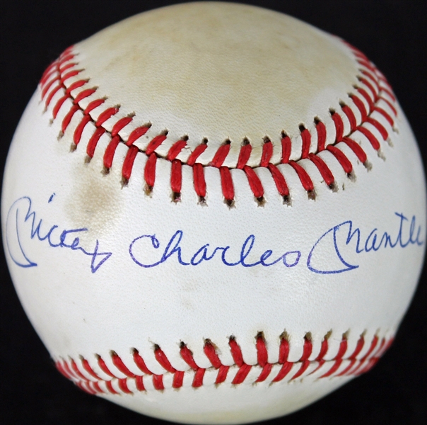 Vintage Mickey Mantle Signed OAL Baseball with Full "Mickey Charles Mantle" Autograph (PSA/DNA)