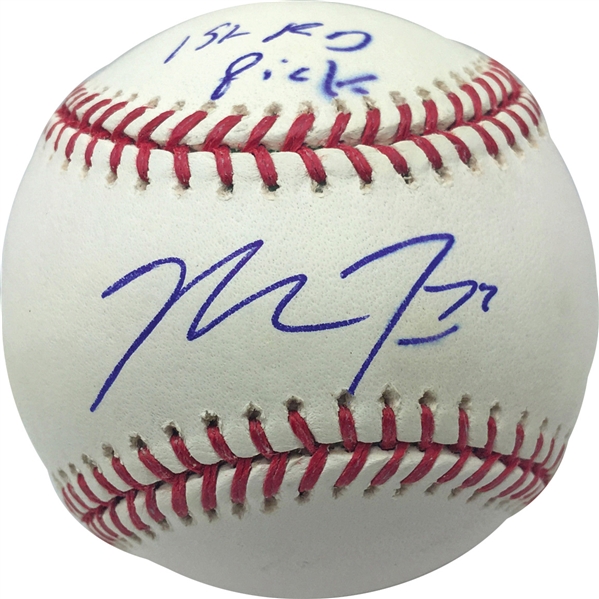 Mike Trout Rookie-Era Signed OML Selig Baseball w/ "1st Rd Pick" Inscription (PSA/DNA)