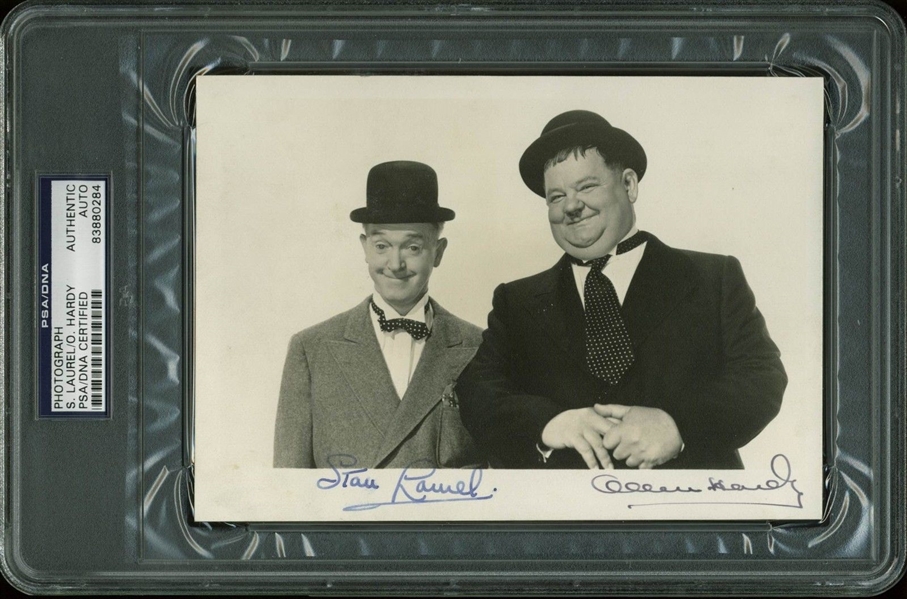 Stan Laurel & Laurel Hardy Extraordinary Signed Vintage 5" x 7" Photograph (PSA/DNA Encapsulated)