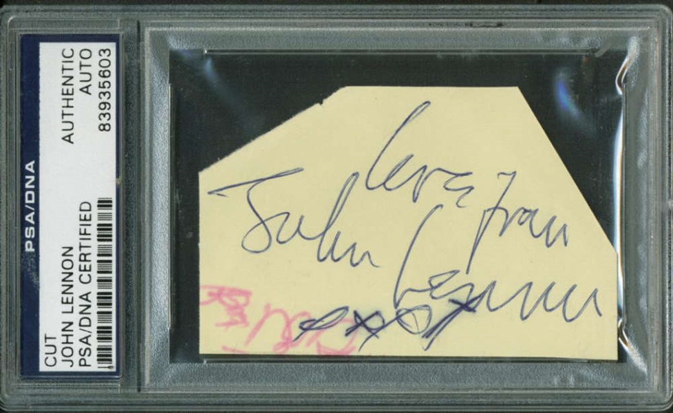 John Lennon Signed 2" x 3" c. 1963 Album Page (PSA/DNA Encapsulated)