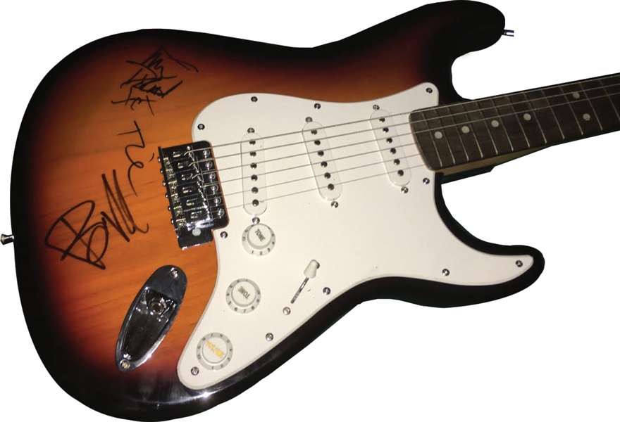 Green Day In-Person Signed Fender Squier Stratocaster Guitar (Beckett/BAS)