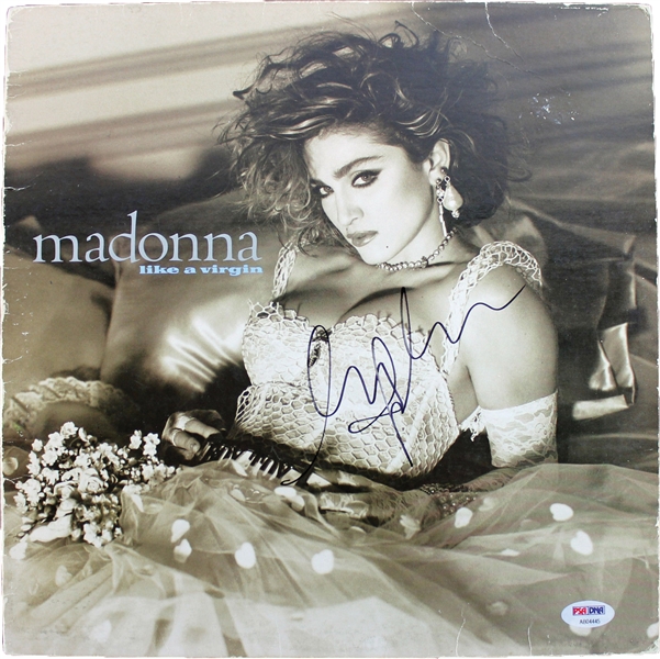 Madonna ULTRA-RARE & Desirable Signed "Like a Virgin" Album Cover (PSA/DNA)