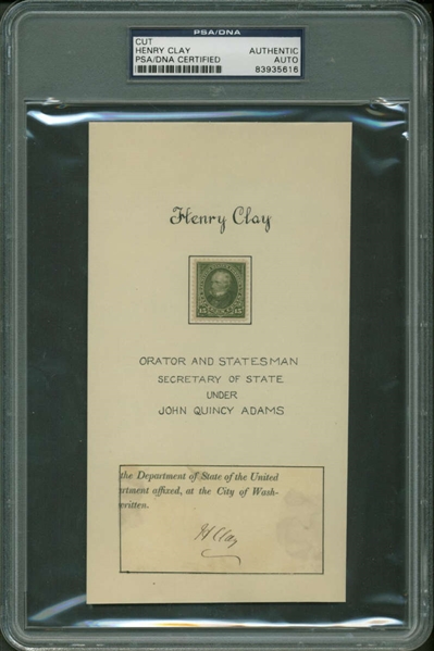 Henry Clay Signed 4" x 6" Album Page (PSA/DNA Encapsulated)