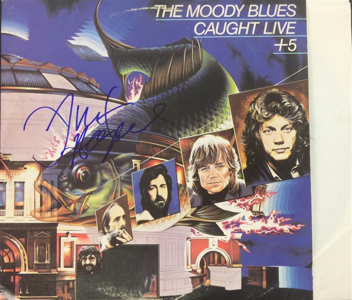 The Moody Blues: Justin Hayward Rare Signed "Caught Live +5" Album Cover (PSA/JSA Guaranteed)