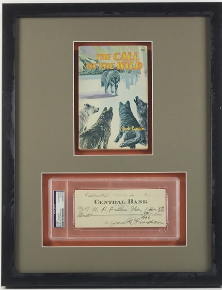 Jack London Handwritten & Signed Check in Custom Framed Display (PSA/DNA Encapsulated)
