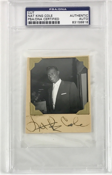 Nat King Cole Vintage Autograph with Original Candid Photograph (PSA/DNA Encapsulated)