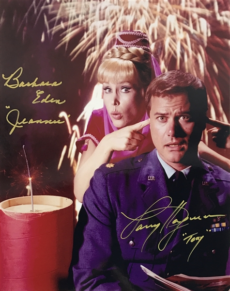 Barbara Eden & Larry Hagman Dual Signed "I Dream of Jeannie" 11x14 Color Photo (PSA/JSA Guaranteed)