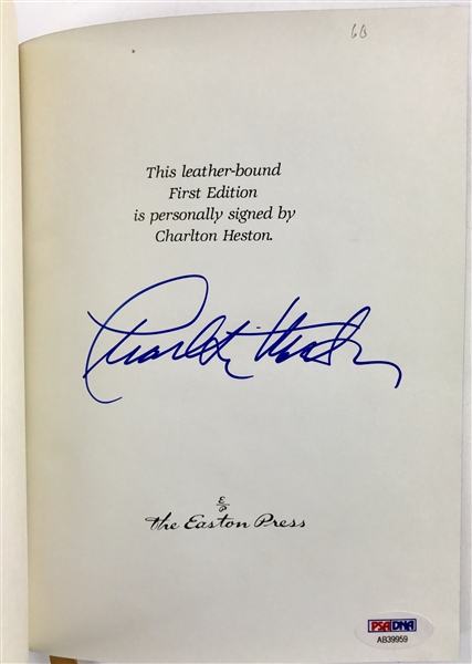 Charlton Heston Signed Hardcover Easton Press First Edition Leather Bound Book: "Bejing Diary" (PSA/DNA)
