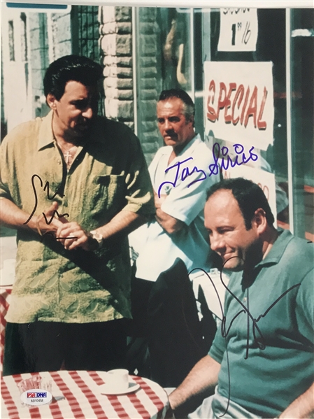 The Sopranos Cast Signed 11" x 14" Color Photo with Gandolfini, Sirico & Van Zandt (PSA/DNA)