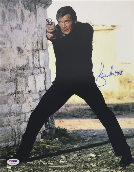 Roger Moore Signed 11" x 14" Color Photo as "James Bond: Agent 007" (D)(PSA/DNA)