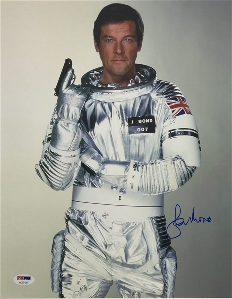 Roger Moore Signed 11" x 14" Color Photo as "James Bond: Agent 007" (F)(PSA/DNA)