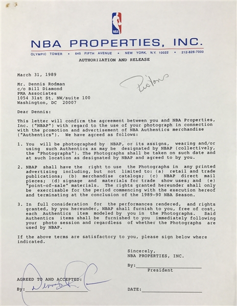 Dennis Rodman Signed NBA Properties Release Form (TPA Guaranteed)