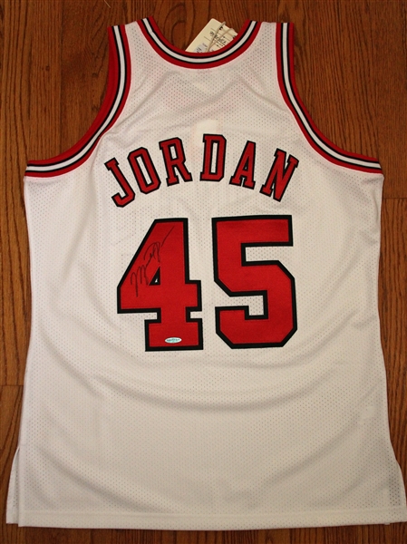 Lot Detail - Michael Jordan Signed Chicago Bulls Rare Signed #45 ...
