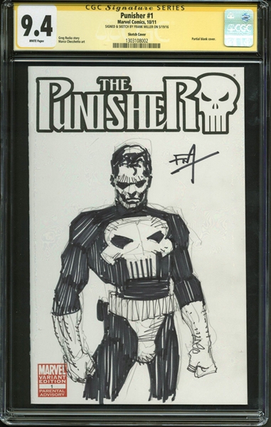 Batman: Frank Miller Signed "The Punisher" Variant Edition Comic Book w/ Hand-Drawn Sketch! (CGC 9.4)