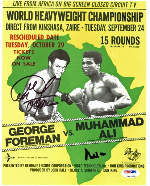 Muhammad Ali & George Foreman Dual-Signed "Rumble in the Jungle" 8" x 10" Photo (PSA/DNA)