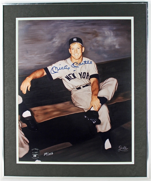 Mickey Mantle Signed & Framed Official 16" x 20" Gallo Photograph (JSA)