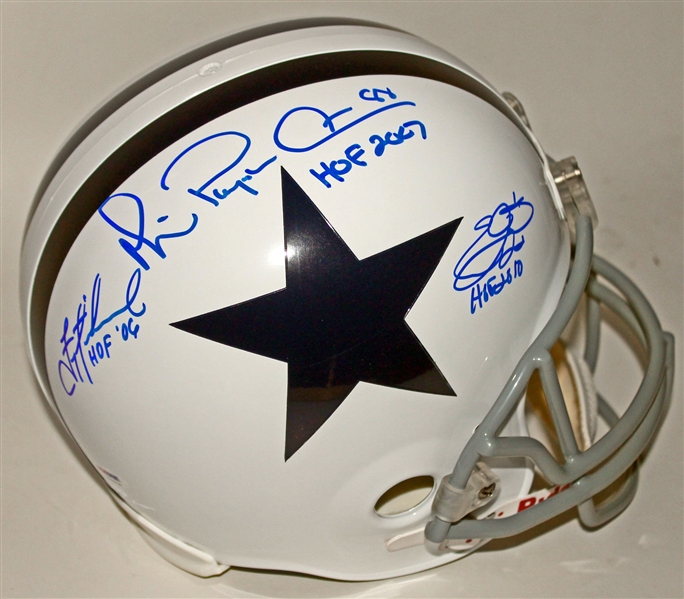 The Big Three: Aikman, Smith & Irvin Signed & Inscribed Cowboys Throwback Helmet (PSA/DNA)
