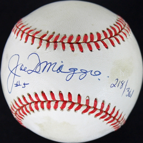 Joe DiMaggio Signed Limited Edition OAL Baseball w/"#5" Insc. (JSA)