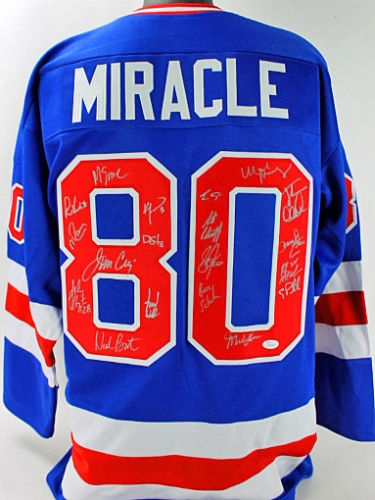1980 U.S. Olympic Hockey Signed "Miracle" Blue Jersey w/ 19 Signatures (JSA)