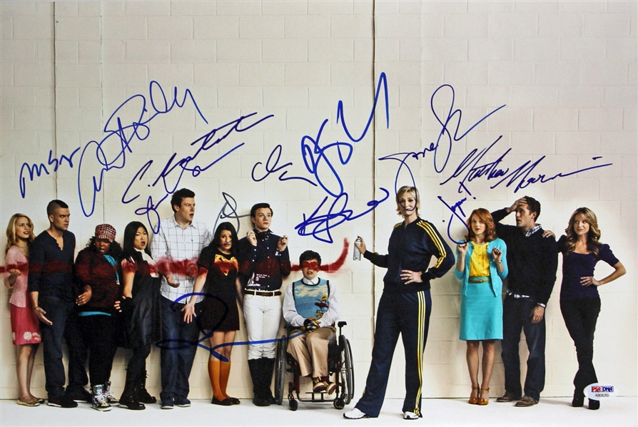 Glee Cast Signed 12" x 18" Photograph w/ 12 Signatures! (PSA/DNA)