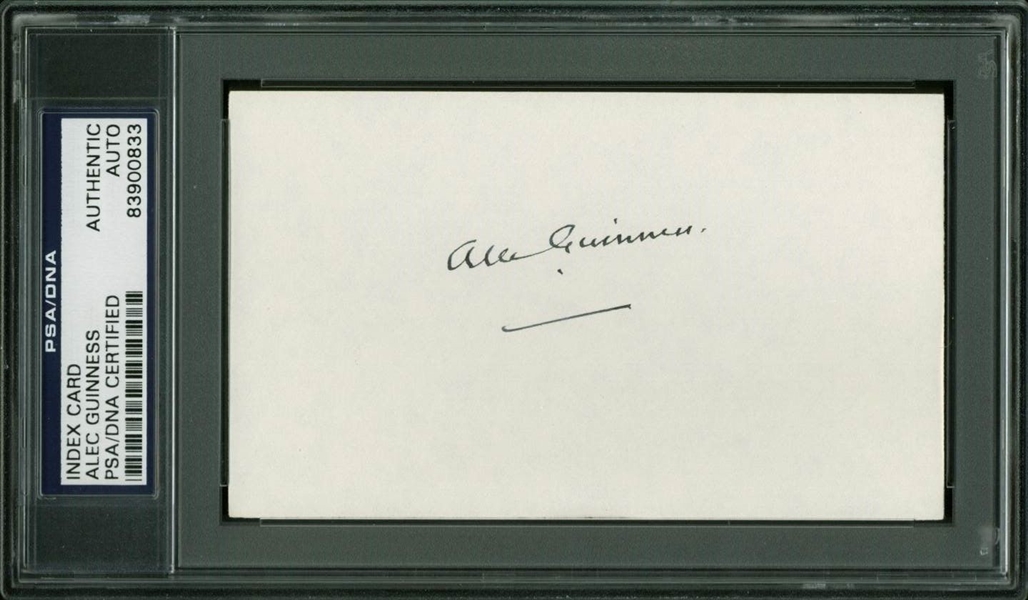 Star Wars: Sir Alec Guinness Superb Signed 3" x 5" Index Card (PSA/DNA Encapsulated)