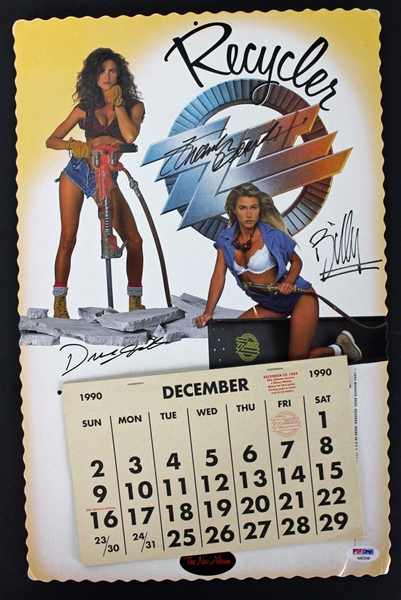 ZZ Top Group Signed December 1990 Promotional Calendar (PSA/DNA)