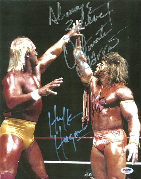Hulk Hogan & Ultimate Warrior Signed 11" x 14" Photo (PSA/DNA)