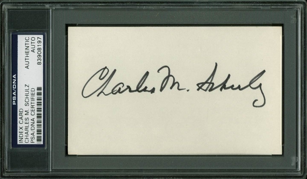 Peanuts: Charles Schulz Signed 3" x 5" Card (PSA/DNA Encapsulated)