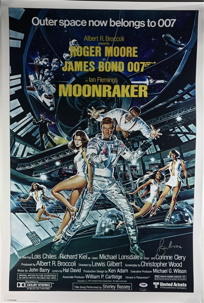 Roger Moore Signed 24" x 36" Poster Print for James Bond 007: Moonraker (PSA/DNA)