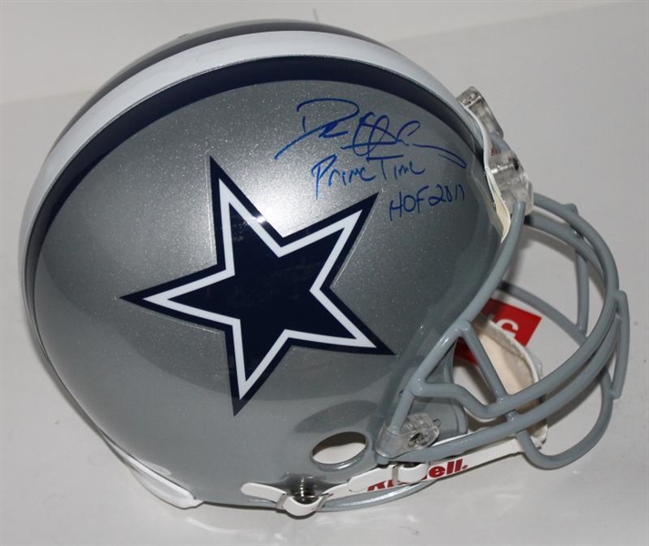 Deion Sanders Signed Cowboys Full Size Helmet with "Prime Time" Inscription (PSA/DNA)