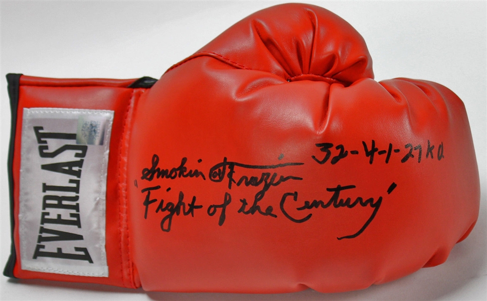 Joe Frazier Unique Signed & Inscribed Everlast Boxing Glove (PSA/DNA)