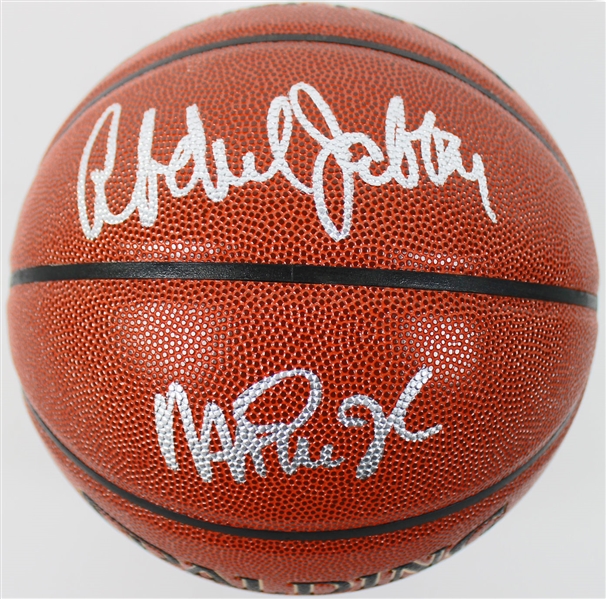 Magic Johnson & Kareem Abdul-Jabbar Signed Spalding Basketball (PSA/DNA)