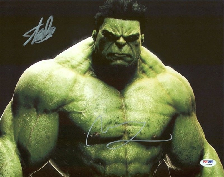 The Hulk: Stan Lee & Mark Ruffalo Signed 11" x 14" Photo (PSA/DNA)
