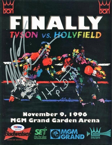 RARE Mike Tyson & Evander Holyfield Signed Fight Program (PSA/DNA)