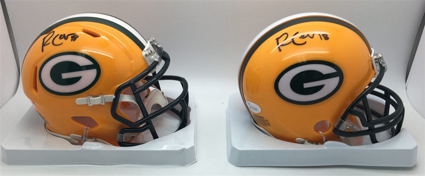 Lot of Two (2) Randall Cobb Signed Packers Mini Helmets (JSA)