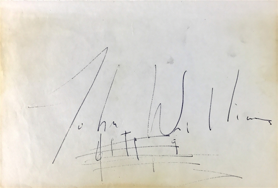 John Williams Signed 5" x 8" Album Page Sheet with "Close Encounters" Musical Notations! (TPA Guaranteed)