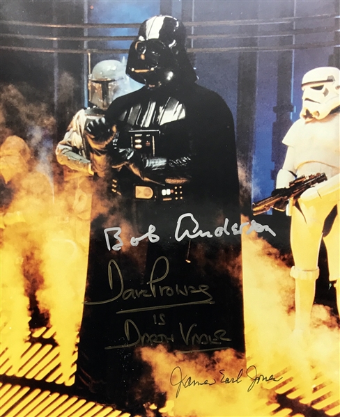Darth Vader: David Prowse, Bob Anderson & James Earl Jones Signed 8" x 10" Color Photo (PSA/DNA Guaranteed)