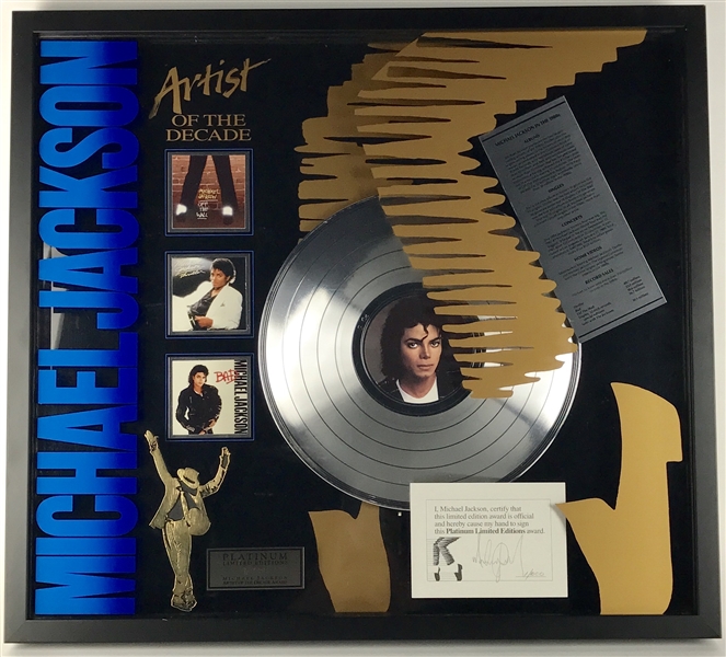 Michael Jackson Signed Limited Edition "Artist of the Decade" Display :: Numbered 1/1000--First Award Issued! (TPA Guaranteed)