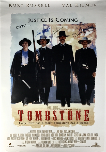Tombstone Superb Cast Signed 27" x 41" One-Sheet Movie Poster w/Kilmer, Russell, Paxton & Elliott (PSA/DNA)
