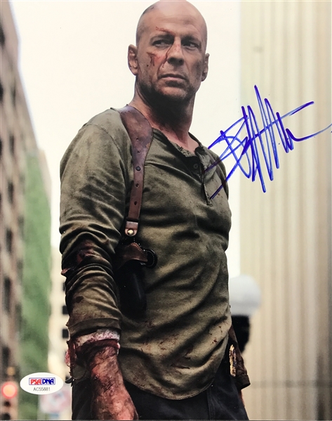 Bruce Willis In-Person Signed 8" x 10" Color Photo from "Live Free or Die Hard" (PSA/DNA)