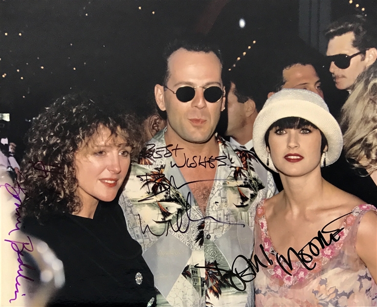 Bruce Willis, Demi Moore & Bonnie Bedelia Unique Signed 8" x 10" Color Photo (PSA/DNA)