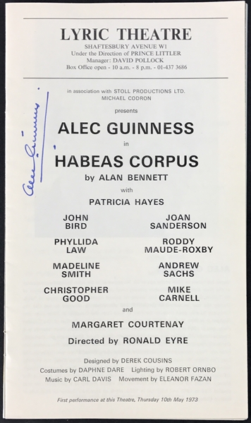 Sir Alec Guinness Signed British Play Program for "Habeas Corpus" (TPA Guaranteed)