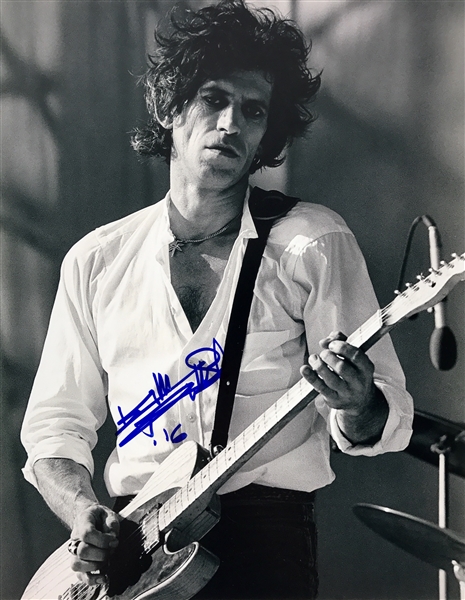 The Rolling Stones: Keith Richards Signed 11" x 14" B&W Concert Photo (TPA Guaranteed)