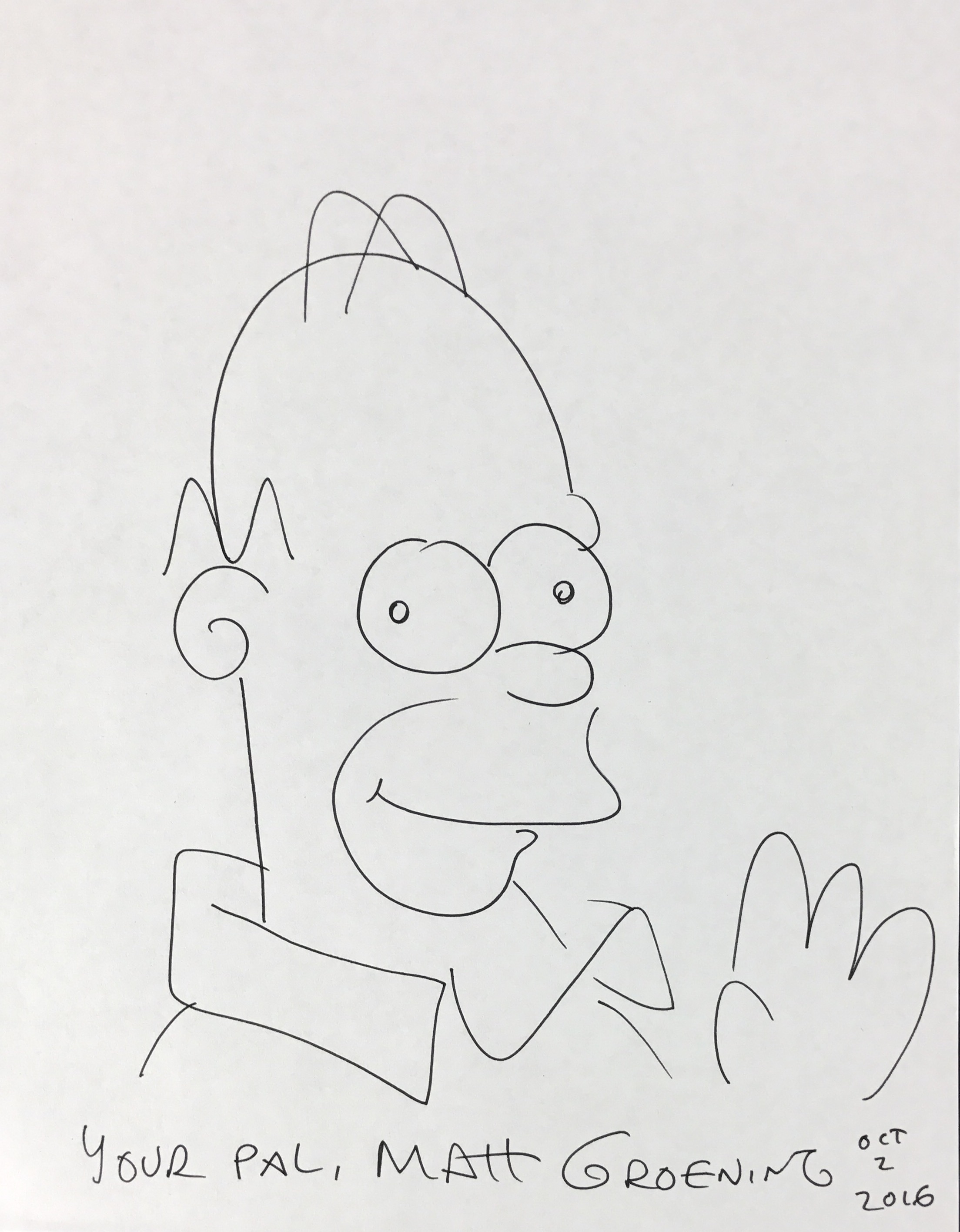 Matt Groening Original Simpsons Sketch Drawing for Adult Sketch Art