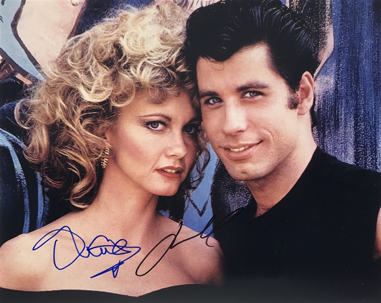 Grease: John Travolta & Olivia Newton-John Dual Signed 11" x 14" Color Photo (#1)(TPA Guaranteed)