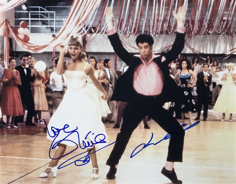 Grease: John Travolta & Olivia Newton-John Dual Signed 11" x 14" Color Photo (#2)(TPA Guaranteed)